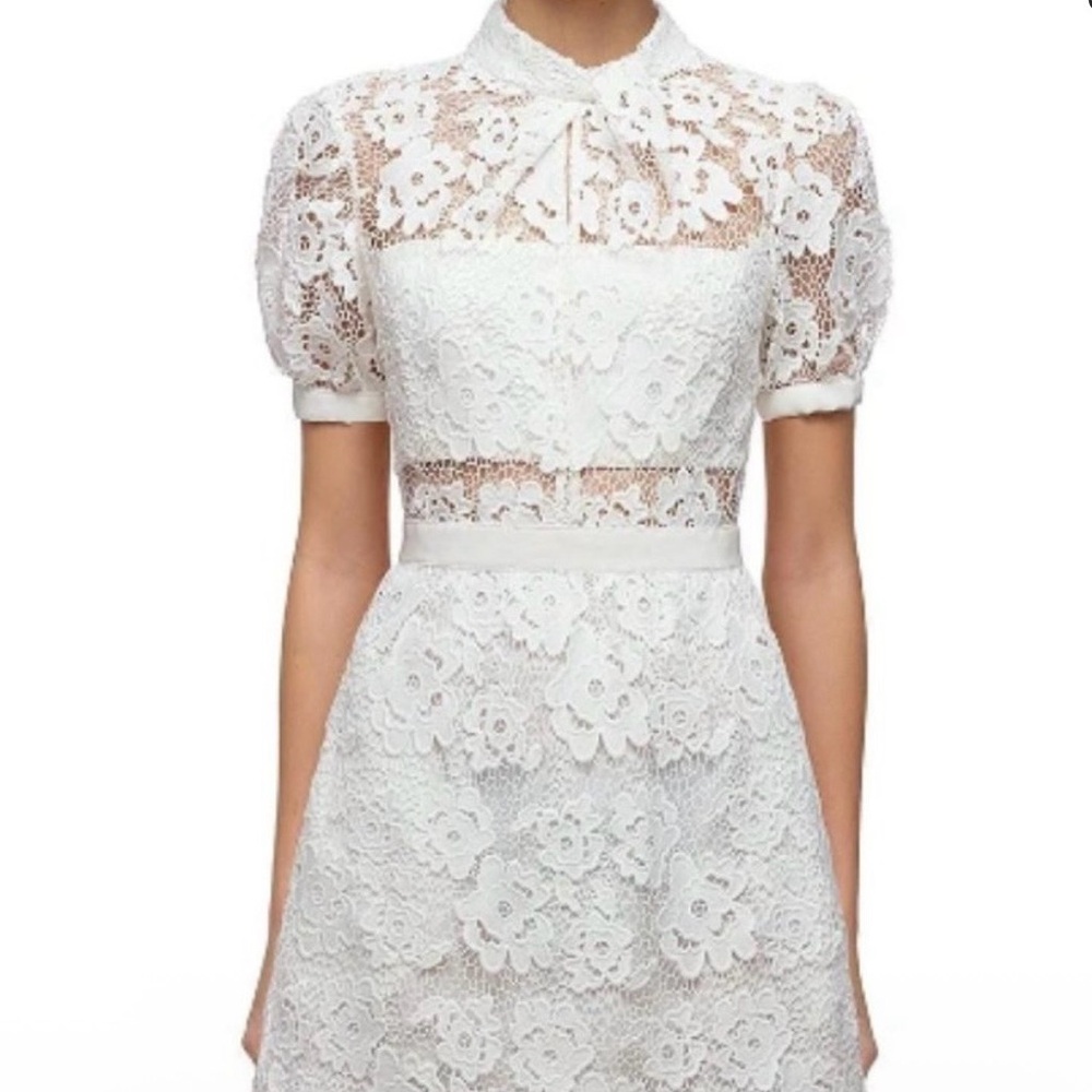 Self-Portrait White Lace Maxi Dress with Floral Appliqué - Picture 2 of 7